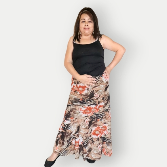 METFO WEAR WOMENS LARGE EARTH TONE MAXI SKIRT - Picture 7 of 8